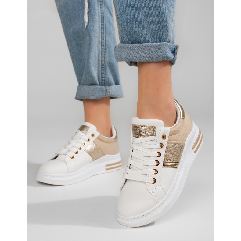 Naisten kengät paksulla pohjalla Shelovet valkoinen ja beige 1