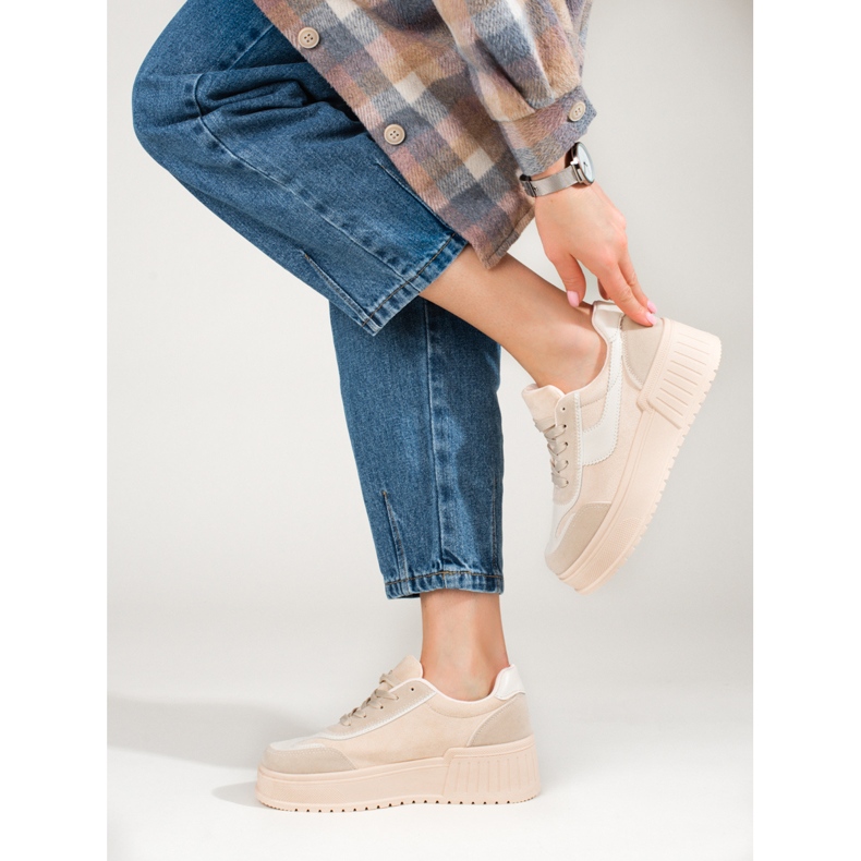 Shelovetin beige-mokkasaappaat paksulla alustalla 2