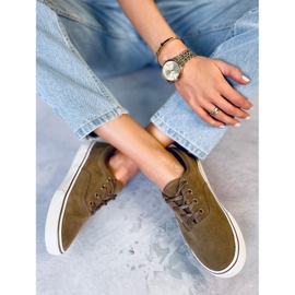 BM Naisten Lovis Taupe mokkanahkaiset tennarit vihreä 1