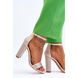 Naisten korkeakorkoiset sandaalit, joissa on zirkonia beige idealistinen 3