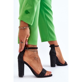 Naisten korkeakorkoiset sandaalit, joissa on zirkonia, musta Idealist 2