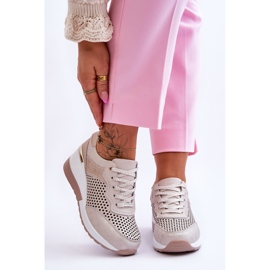 S.Barski Naisten nahkaiset avoimet tennarit, vaalea beige Virginia 1