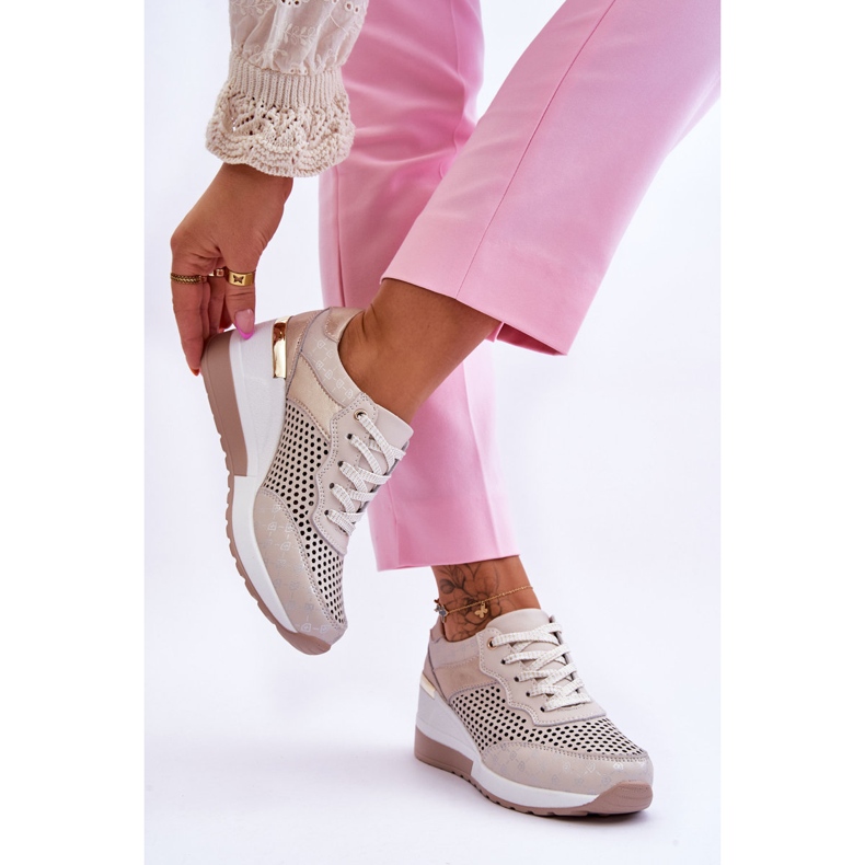 S.Barski Naisten nahkaiset avoimet tennarit, vaalea beige Virginia 2