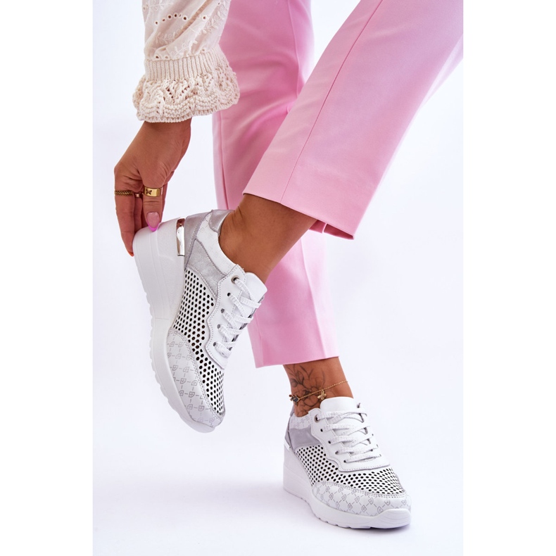 S.Barski Naisten nahkaiset avoimet tennarit, valkoinen Virginia 2