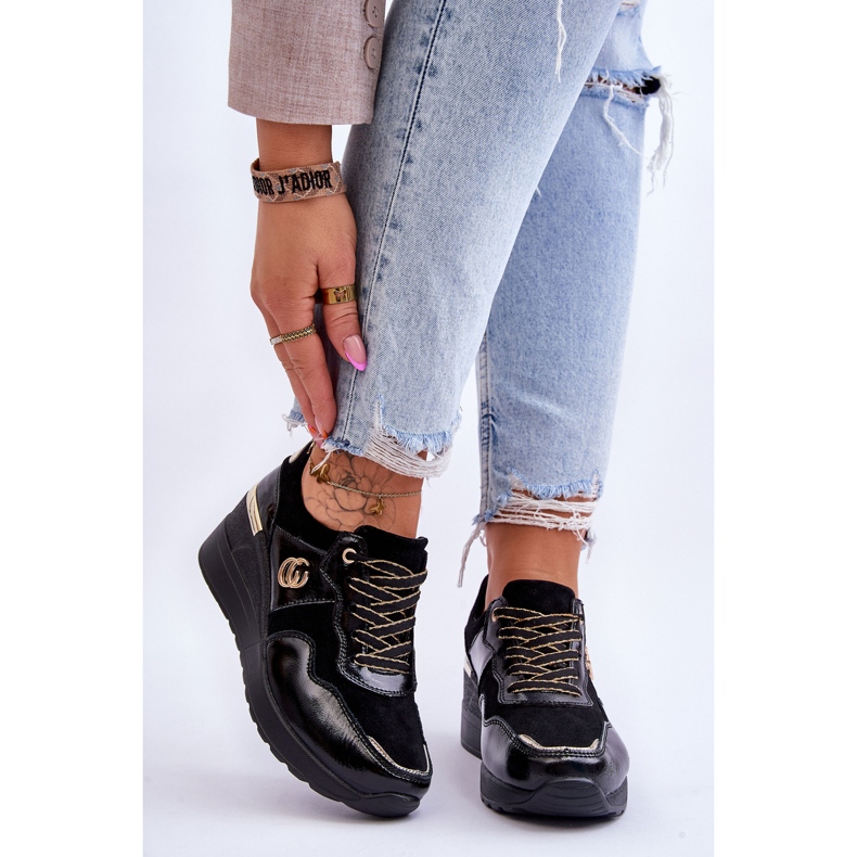 S.Barski Naisten nahkaiset urheilukengät musta Rebeca 1