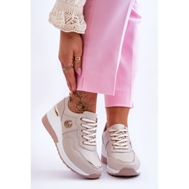 S.Barski Naisten Rebeca Beige Wedge -nahkaiset urheilukengät 1