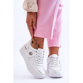 S.Barski Naisten nahkaiset urheilukengät Valko-hopea Rebeca valkoinen 1