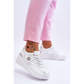 S.Barski Naisten nahkaiset urheilukengät Valko-hopea Rebeca valkoinen 2