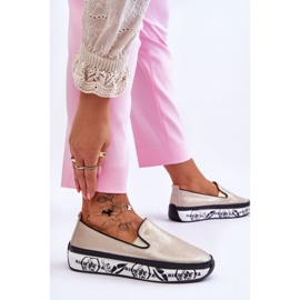 S.Barski Naisten Slip-On nahkalenkkarit kultaiset Ottavia kultainen 2