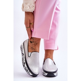 S.Barski Naisten Slip-On nahkalenkkarit, hopea Ottavia 1