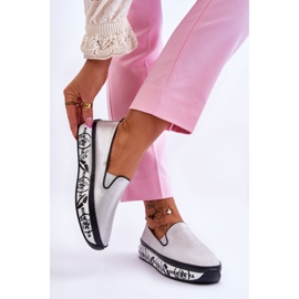 S.Barski Naisten Slip-On nahkalenkkarit, hopea Ottavia 2