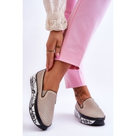 S.Barski Naisten avoimet nahkalenkkarit Slip-On beige Sorito 2