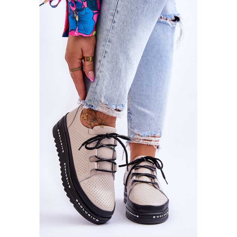 S.Barski Nahkainen harjakattoiset urheilukengät Beige Leonor 1