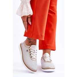 S.Barski Muodikkaat nahkaiset harjakattoiset urheilukengät valkoiset ja kultaiset Cantare valkoinen 1