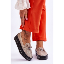 S.Barski Naisten nahkaiset lenkkarit Shiny Gold Raven kultainen 1