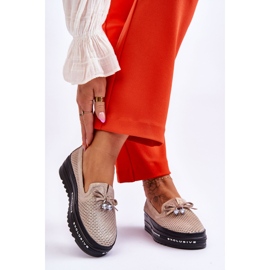 S.Barski Naisten nahkaiset lenkkarit Shiny Gold Raven kultainen 2