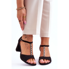 S.Barski Naisten mokkanahkaiset sandaalit kantapäässä Black Florines musta 1