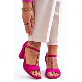 S.Barski Naisten mokkanahkaiset sandaalit kantapäässä Fuchsia Florines vaaleanpunainen 1