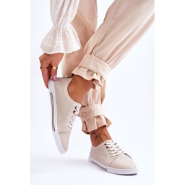 S.Barski Naisten harjakattoiset nahkalenkkarit beige Ferone 2