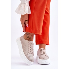 S.Barski Nahkaiset urheilukengät paksulla Beige Montigolla 1