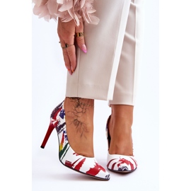 Lewski Shoes Muodikkaat nahkaiset korkeakorkokengät Leski-kengät 2659 valkoinen ja punainen 1