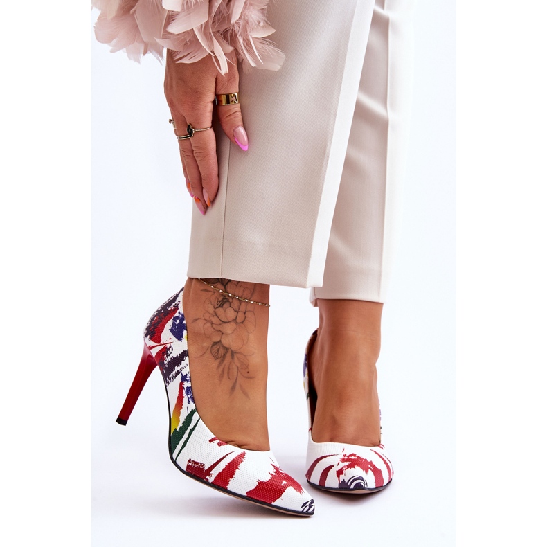 Lewski Shoes Muodikkaat nahkaiset korkeakorkokengät Leski-kengät 2659 valkoinen ja punainen 1