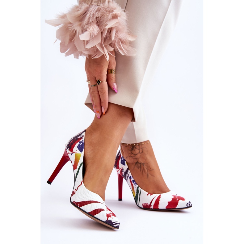 Lewski Shoes Muodikkaat nahkaiset korkeakorkokengät Leski-kengät 2659 valkoinen ja punainen 2