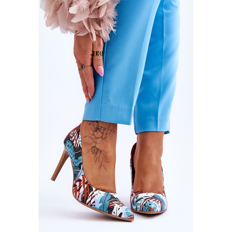 Lewski Shoes Muodikkaat nahkaiset korkeakorkokengät Leski-kengät 2659 vihreä-sininen monivärinen 1