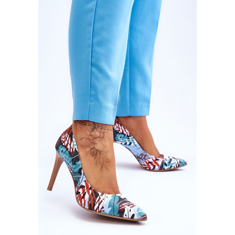 Lewski Shoes Muodikkaat nahkaiset korkeakorkokengät Leski-kengät 2659 vihreä-sininen monivärinen 2