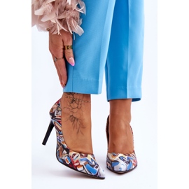 Lewski Shoes Muodikkaat nahkaiset korkeakorkokengät Lewski-kengät 2659 musta ja sininen monivärinen 1