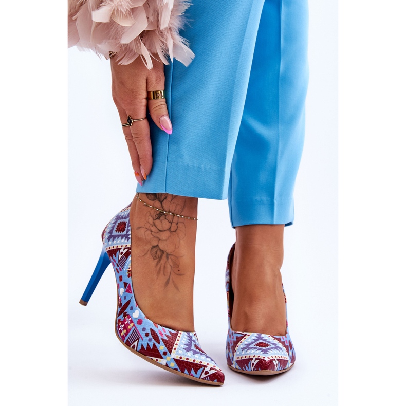 Lewski Shoes Muodikkaat nahkaiset korkeakorkokengät Leski-kengät 2659 Sini-punainen monivärinen 1