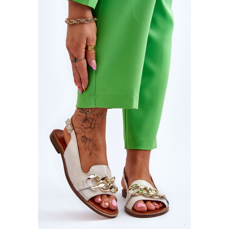 Lewski Shoes Naisten nahkasandaalit Lewski-kengät 3230 beige-kulta ruskea 1