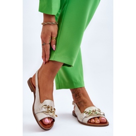 Lewski Shoes Naisten nahkasandaalit Lewski-kengät 3230 beige-kulta ruskea 2