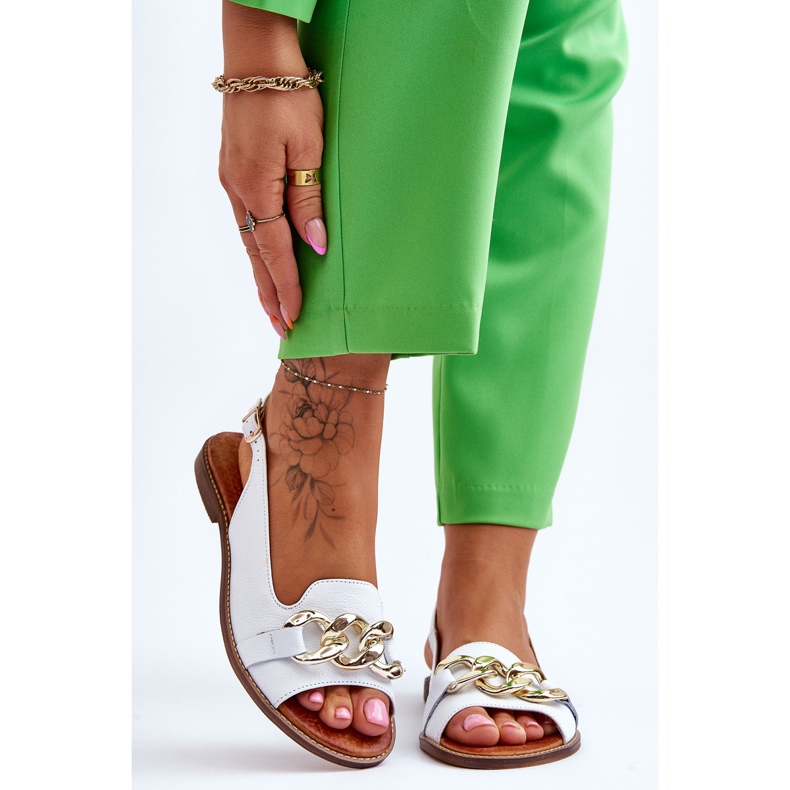 Lewski Shoes Naisten nahkasandaalit Leewski Shoes 3230 White Peas valkoinen 1