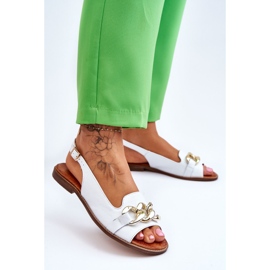 Lewski Shoes Naisten nahkasandaalit Leewski Shoes 3230 White Peas valkoinen 2