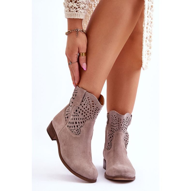 Lewski Shoes Naisten mokkanahkaiset harjakattoiset saappaat Leski-kengät 3301 Cappuccino ruskea 1