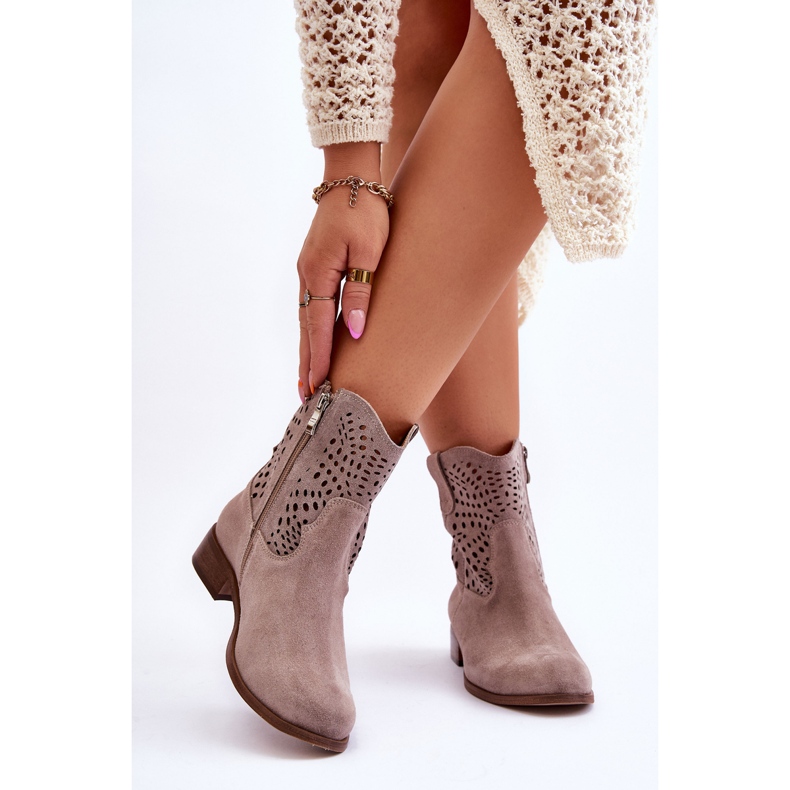 Lewski Shoes Naisten mokkanahkaiset harjakattoiset saappaat Leski-kengät 3301 Cappuccino ruskea 2