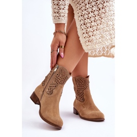 Lewski Shoes Naisten mokkanahkaiset harjakattoiset saappaat Leski-kengät 3301 beige 2