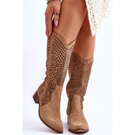 Lewski Shoes Suede Cowboy Boots Before The Knee Leewski-kengät 3305 beige ruskea 1