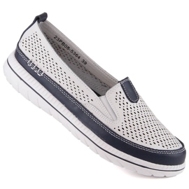 Nahkaiset mukavat naisten slip-on kengät valkoinen eVento 5364 1