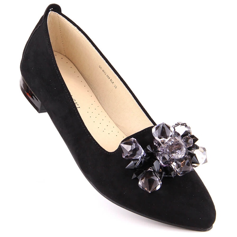 Naisten mustat mokkanahkabalerinat kristalleilla T.Sokolski W23-464 2