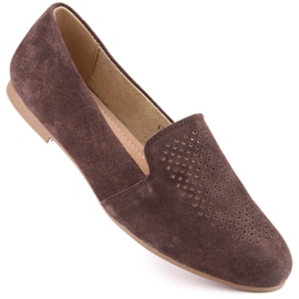 Nahkaa mokkanahkaa mukavat slip-on kengät ruskeat S.Barski LR29515 1