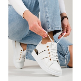 Valkoiset ja kultaiset naisten urheilukengät Shelovet-lenkkarit valkoinen 1