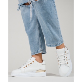 Valkoiset ja kultaiset naisten urheilukengät Shelovet-lenkkarit valkoinen 2