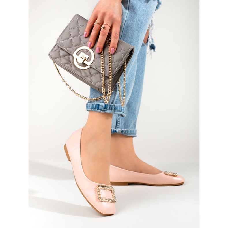 Naisten patentoitu neliövarvasballerinat Shelovet pinkki vaaleanpunainen 1