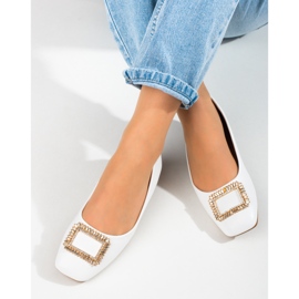 Shelovetin valkoiset naisten nelikantovarvasbalerinat valkoinen 1