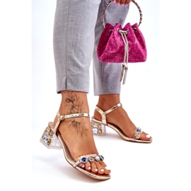 S.Barski Naisten korkeakorkoiset sandaalit kristalleilla, kultaa kultainen 7