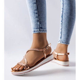 Vaaleanpunaiset sandaalit koristeltu Orvillen strassit vaaleanpunainen 1