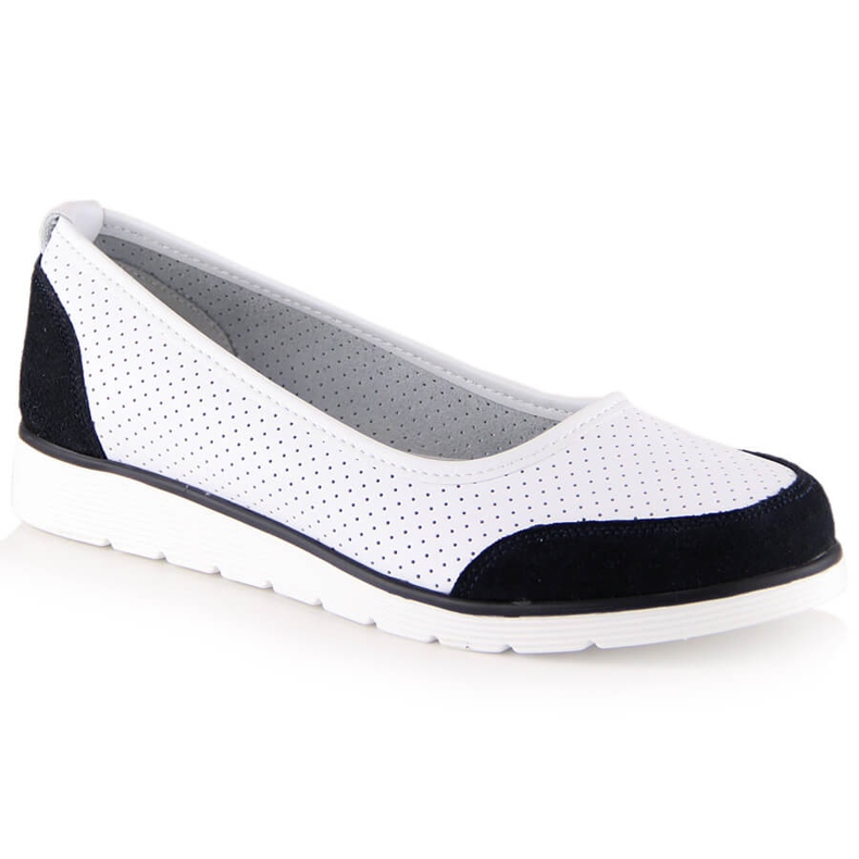 Naisten harjakattoiset valkoiset nahkabalerinat Filippo DP4524 valkoinen 2