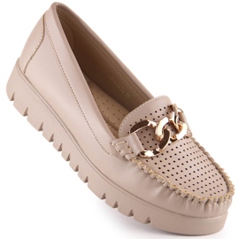 Naisten beige-loaferit alustalla ketjulla Potocki YQ21021 1